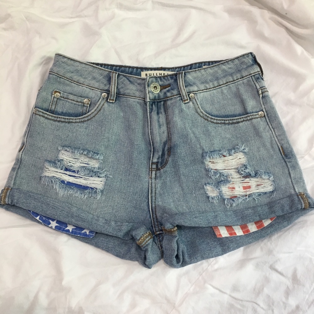 Bullhead Distressed High Rise Jean Shorts